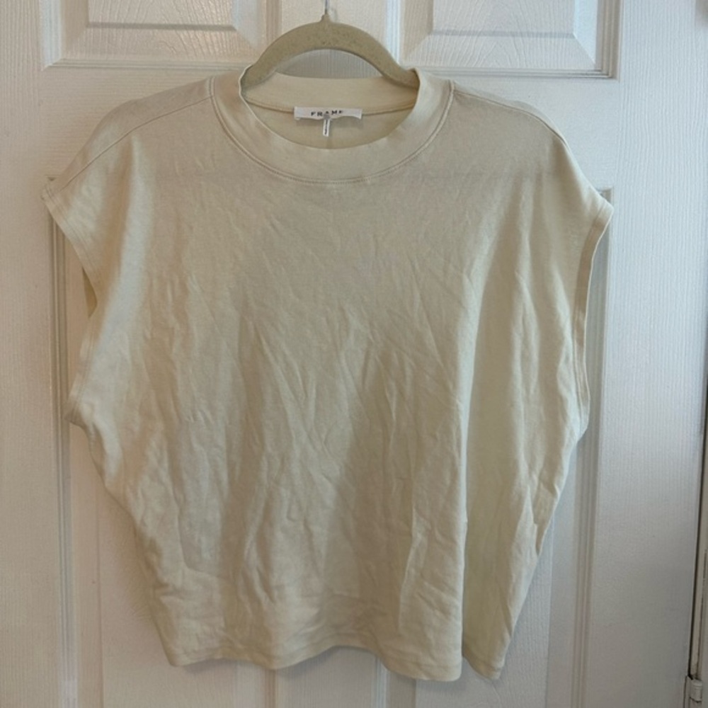 Frame sleeveless tee, tan, women’s XL